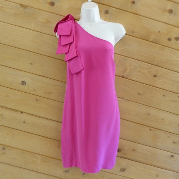 JAYGODFREY Hot Pink 100% Silk One Shoulder Party Cocktail Sleeveless Tank Dress - Picture 1 of 11